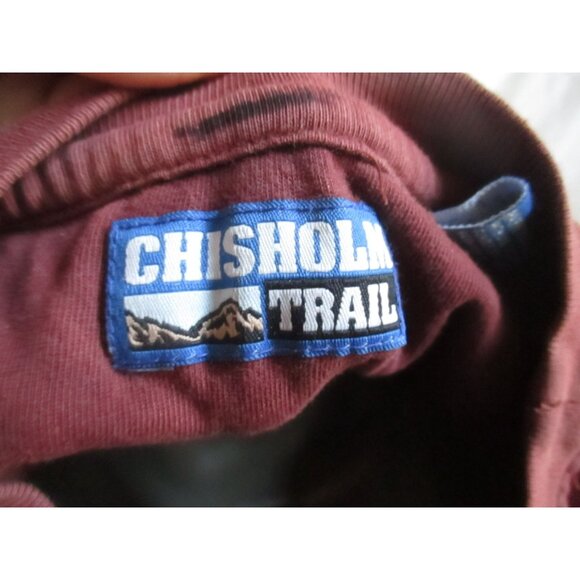 Vintage Chisholm Trail Brown Crewneck T-Shirt Pocket 100% Cotton Mens Medium - Picture 3 of 6